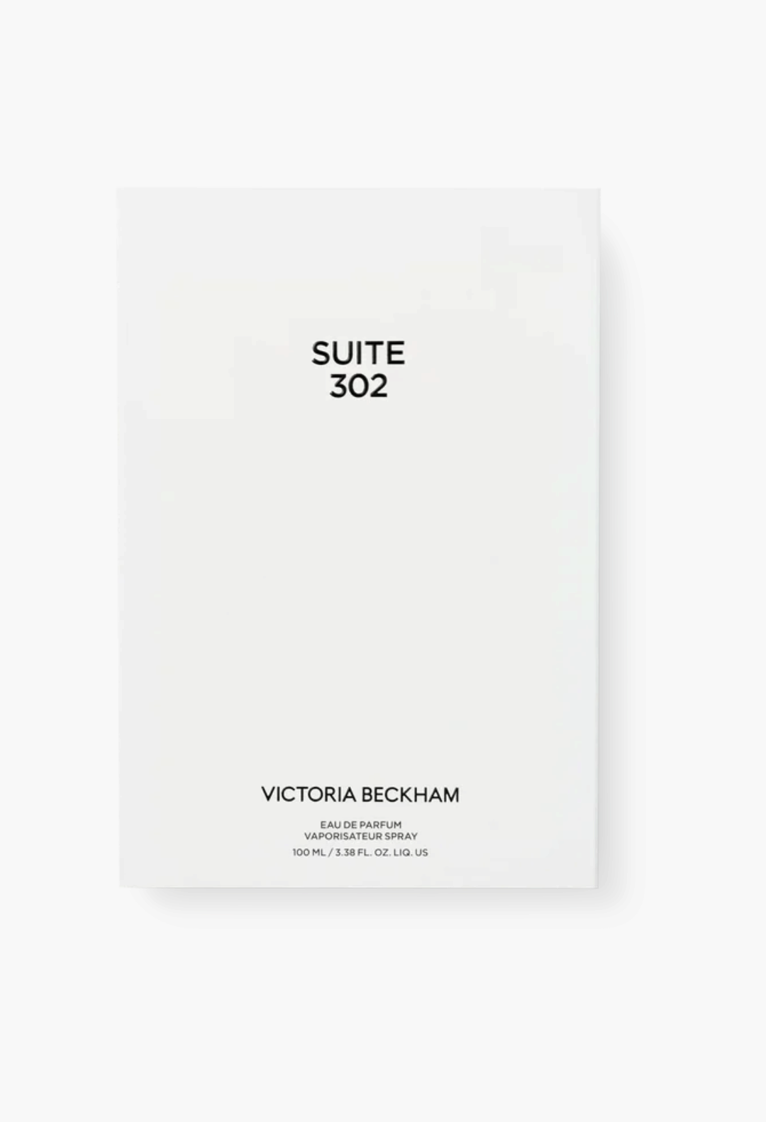 GLAM MODA Suite 302 Eau de Parfum white rectangular fragrance box with minimalist black text branding