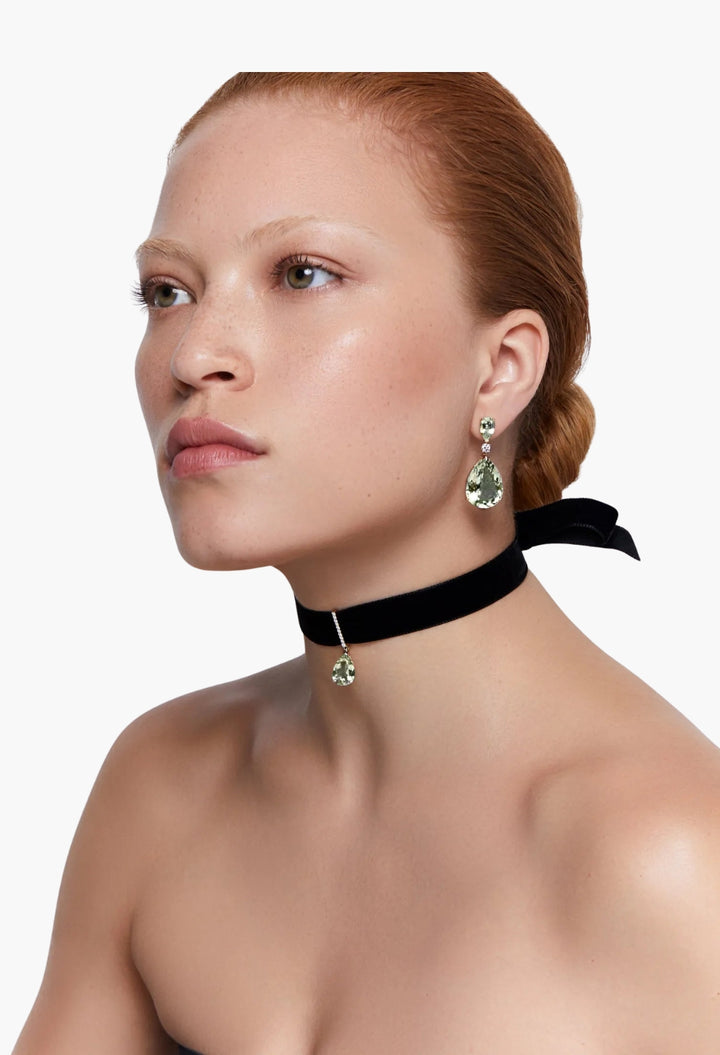 14kt Green Amethyst and Diamond Velvet Choker