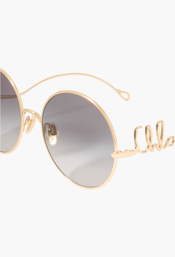 Iconic Round-Frame Gold-Tone Sunglasses
