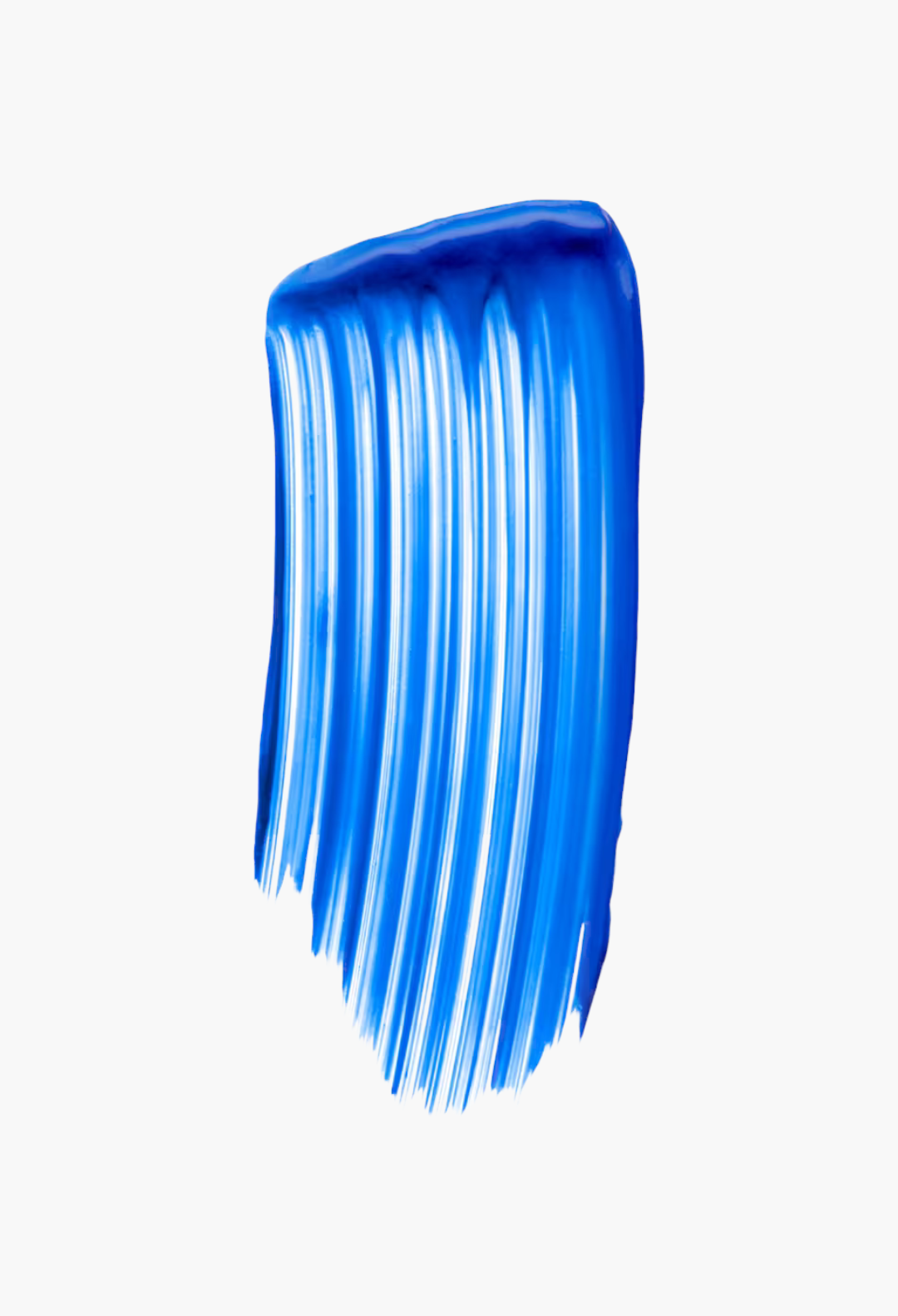 GLAM MODA swatch of vibrant blue volumizing mascara showing smooth, pigmented texture on a white background.