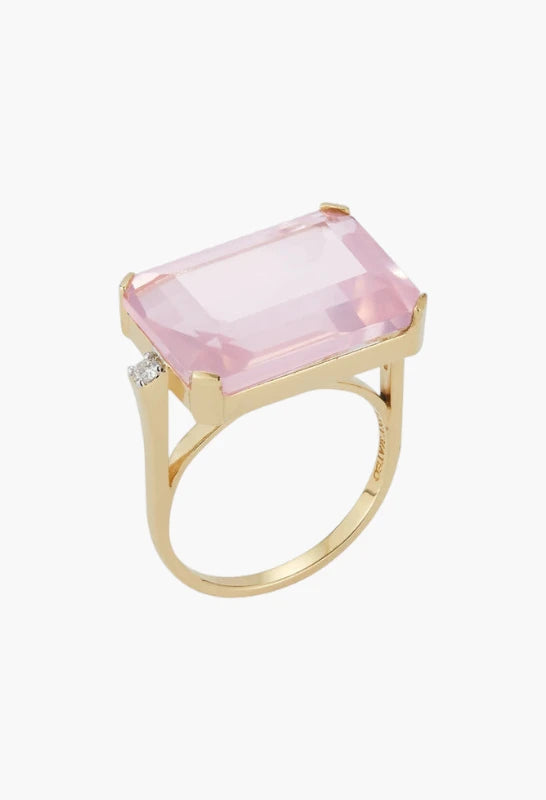 14kt East West Pink Topaz Ring
