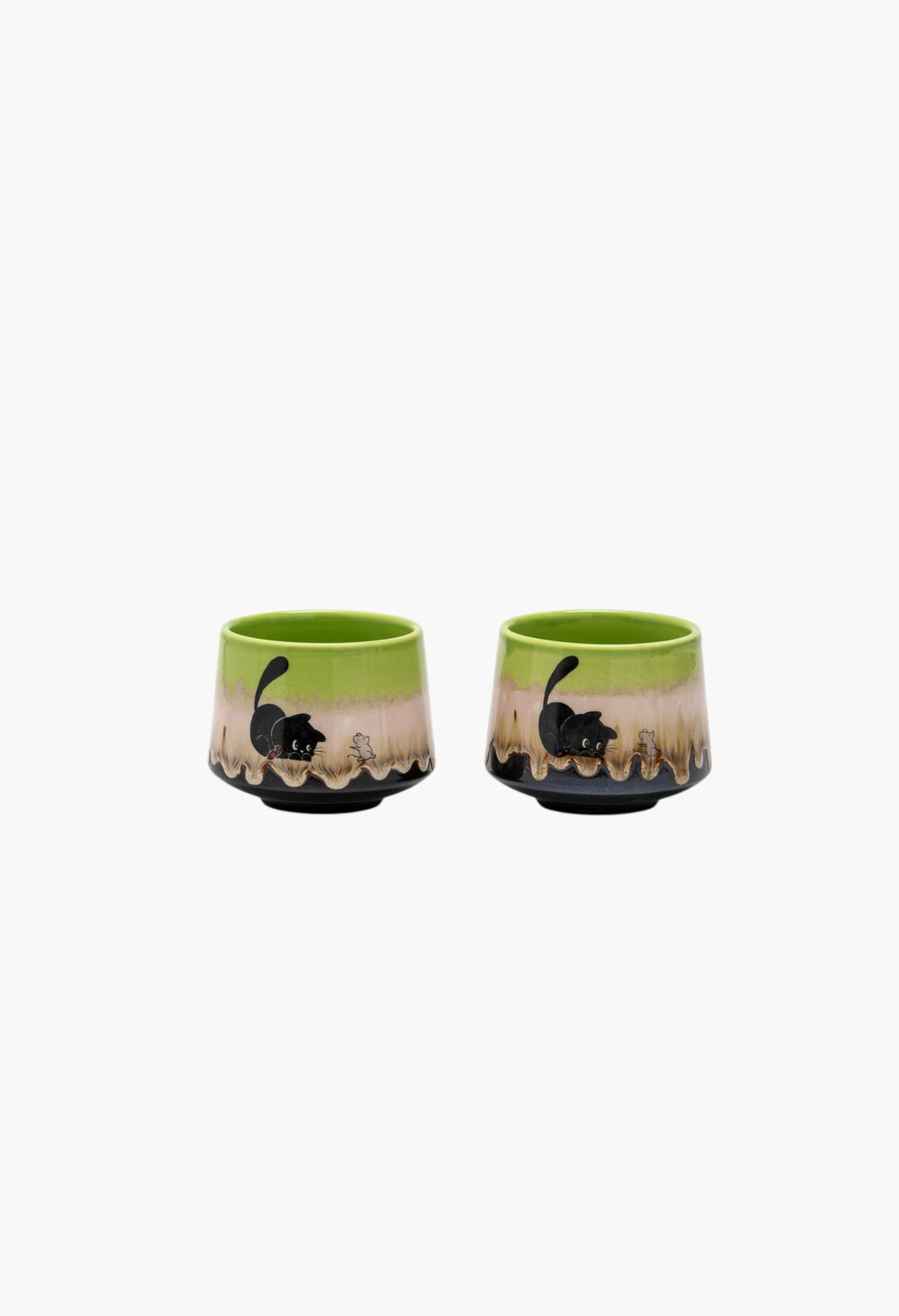 Hand-Painted Cat And Rat Ceramic Matcha Bowl Set With Bamboo Whisk And Chasen Holder Matcha Tea Ceremony Set - GLAM MODA