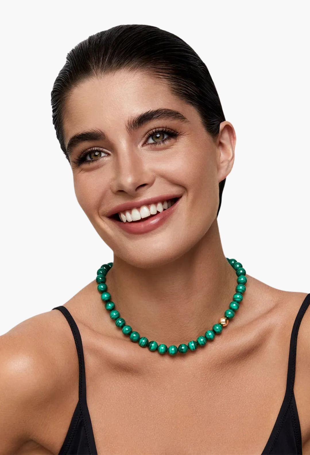 14kt Malachite with Gold Dot Necklace