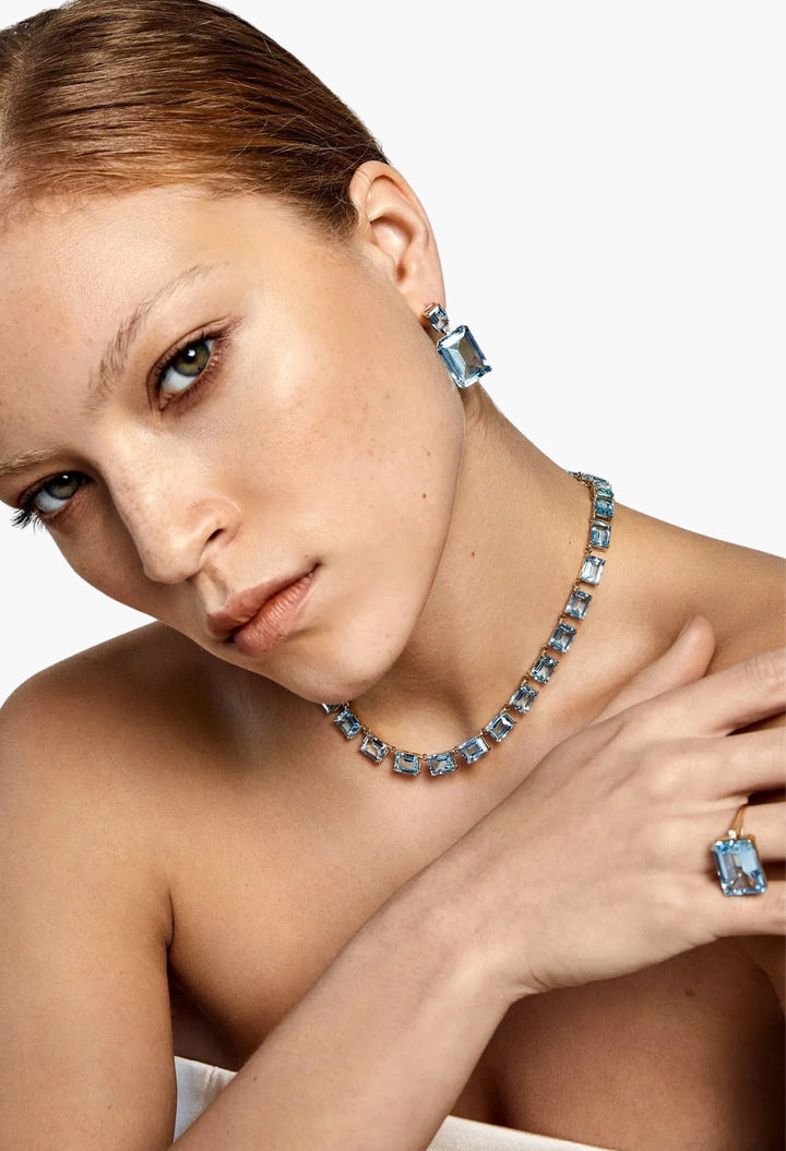 14kt Blue Topaz Frame Earrings