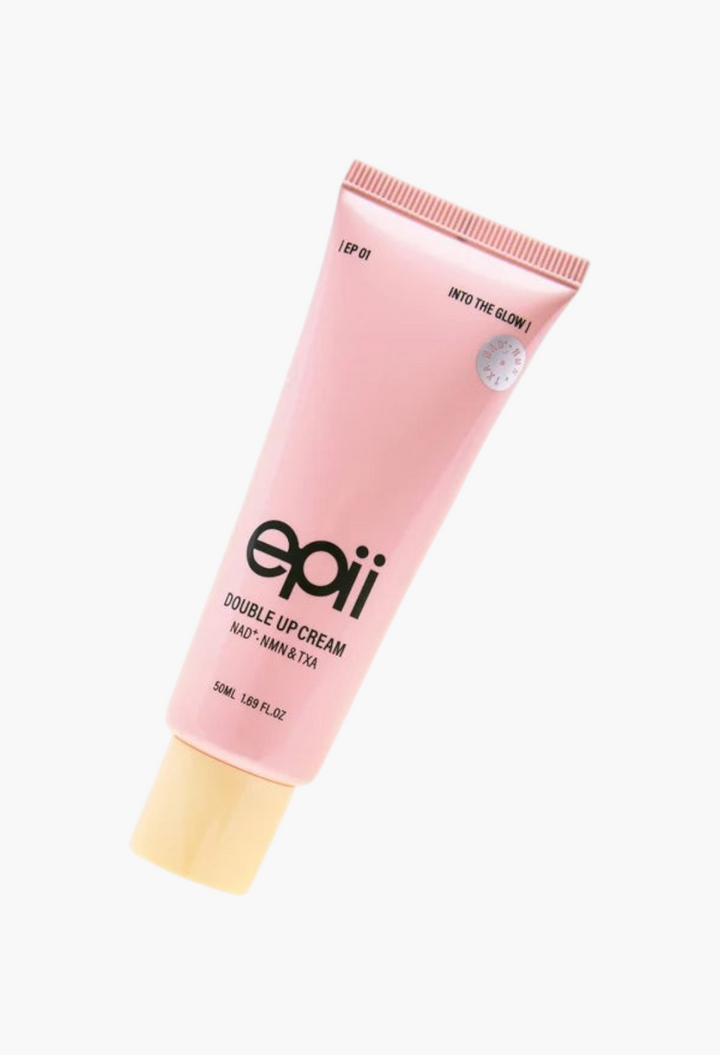 GLAM MODA Epii Double Up Cream in a light pink 50ml squeeze tube for brightening, firming, and deep hydration.