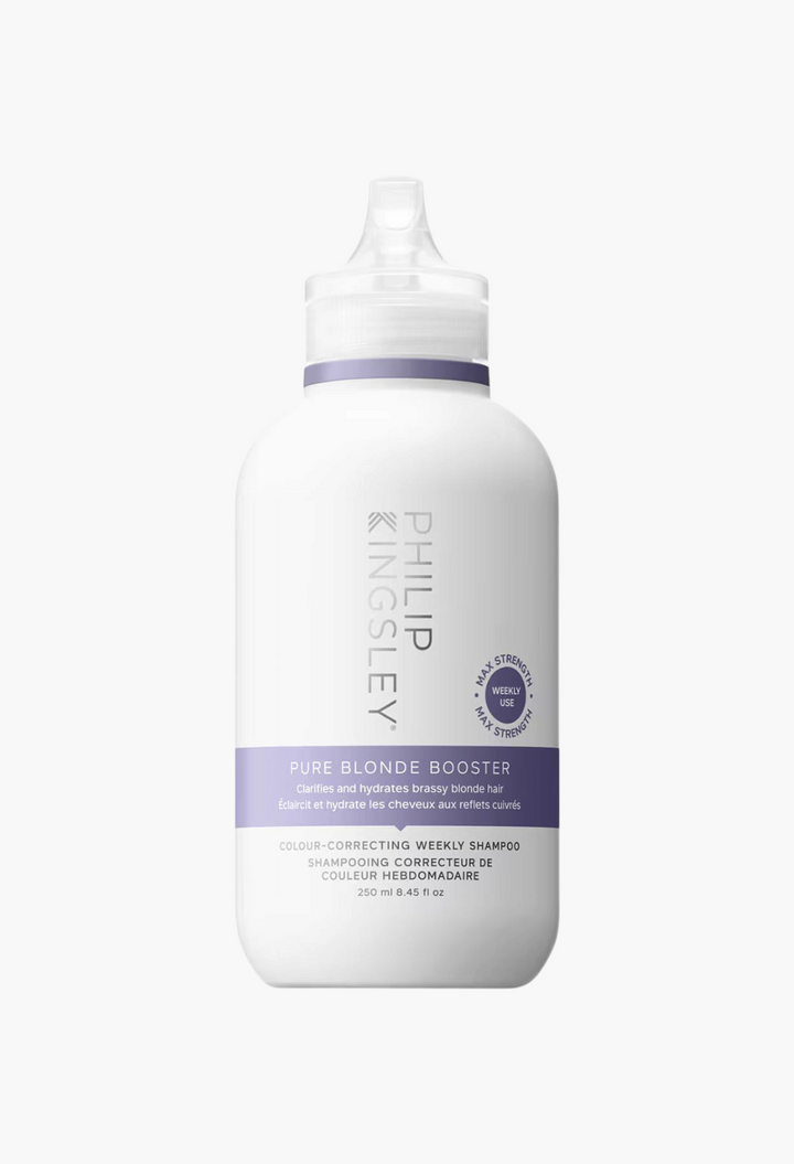 GLAM MODA Philip Kingsley Pure Blonde Booster Shampoo bottle for neutralizing brassy tones in blonde hair