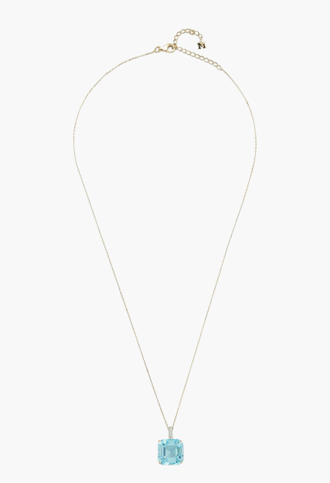 14kt Asscher Cut Swiss Blue Topaz Necklace