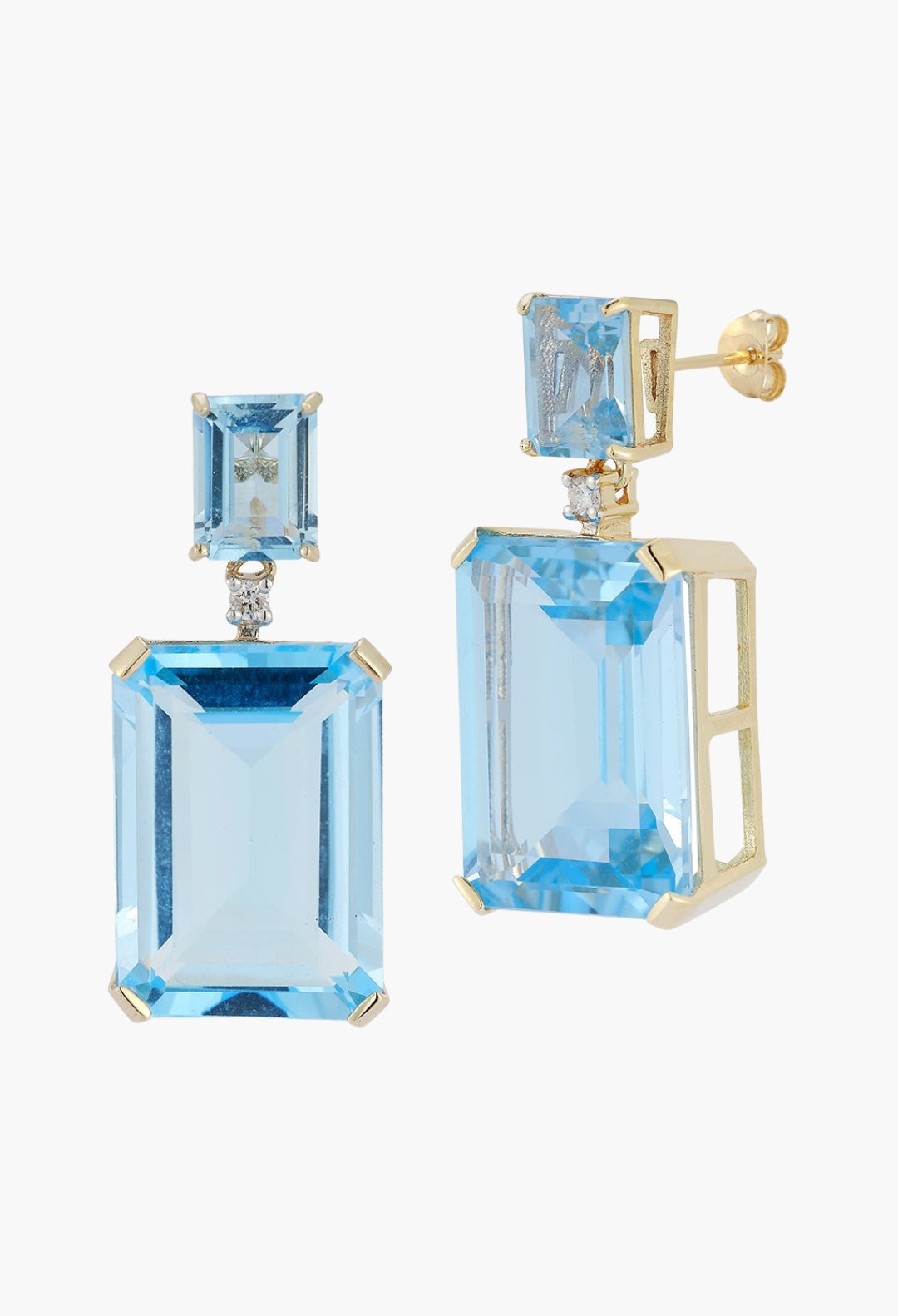 14kt Blue Topaz Frame Earrings
