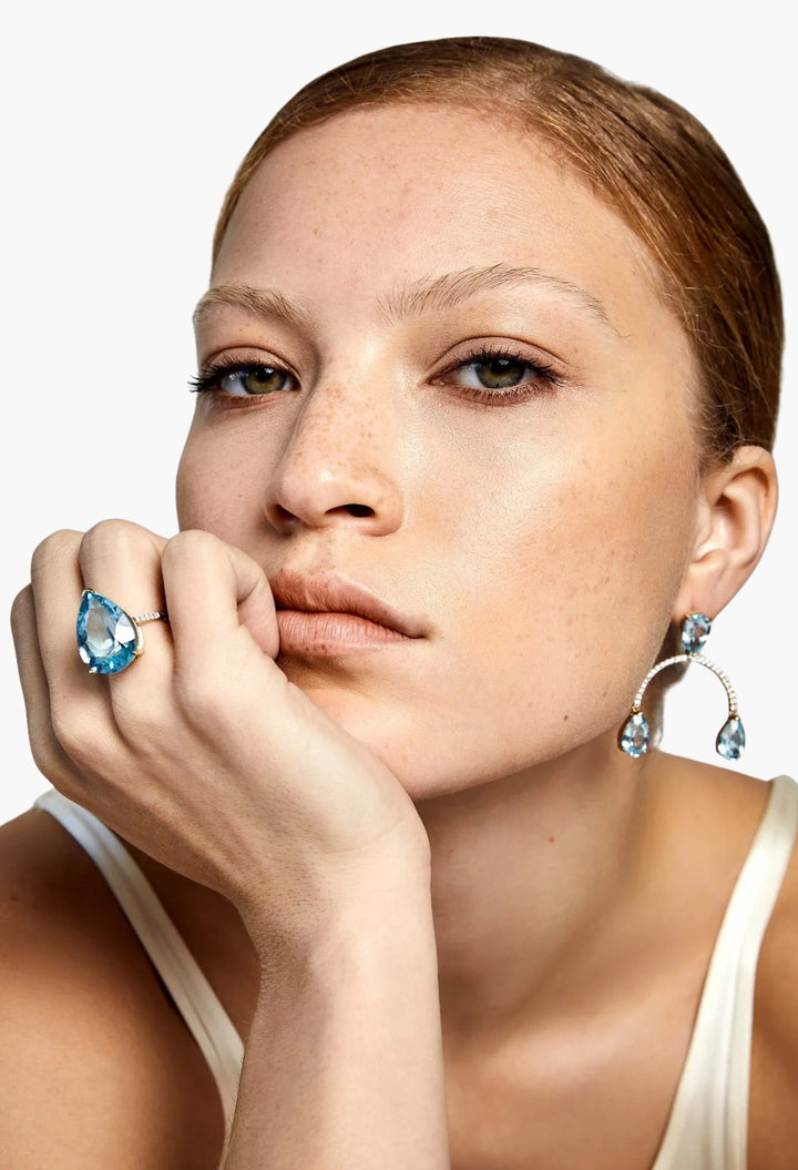 14kt Swiss Blue Topaz Pear Ring