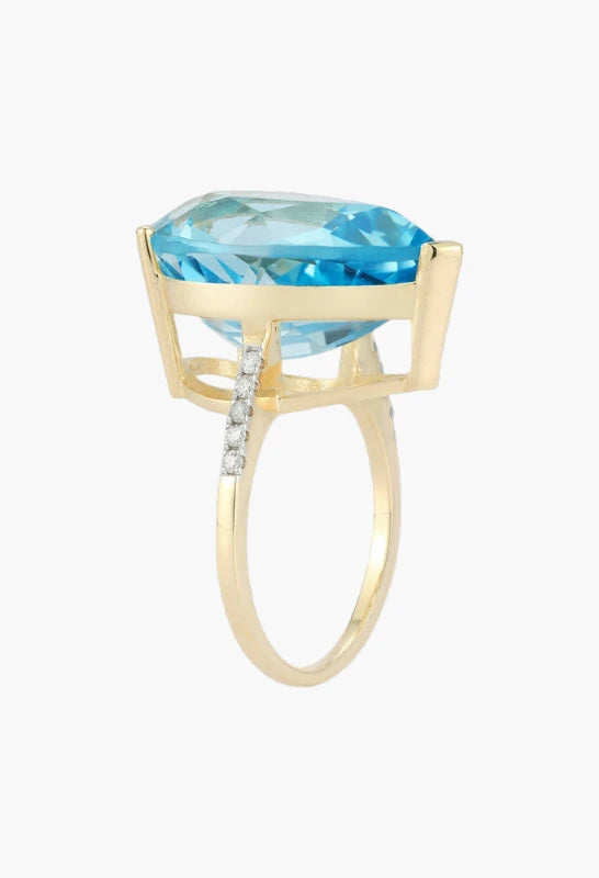 14kt Swiss Blue Topaz Pear Ring