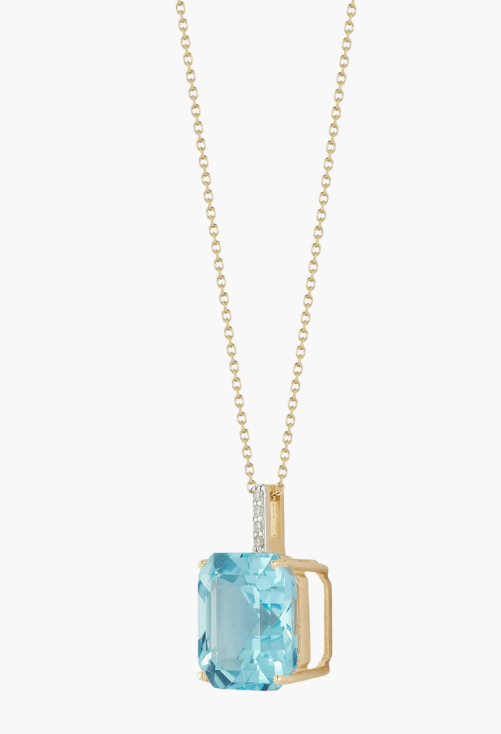 14kt Asscher Cut Swiss Blue Topaz Necklace