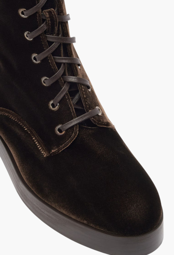 Ben 20 Leather-Trimmed Velvet Combat Boots