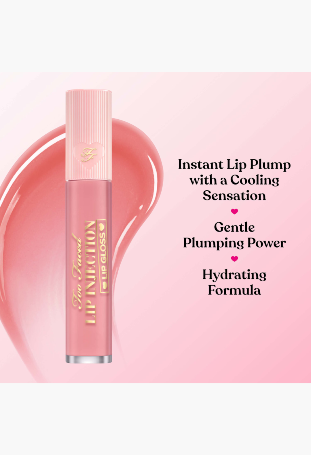 GLAM MODA Lip Injection Power Plumping Lip Gloss in a soft pink shade with a hydrating, high-shine cooling formula.
