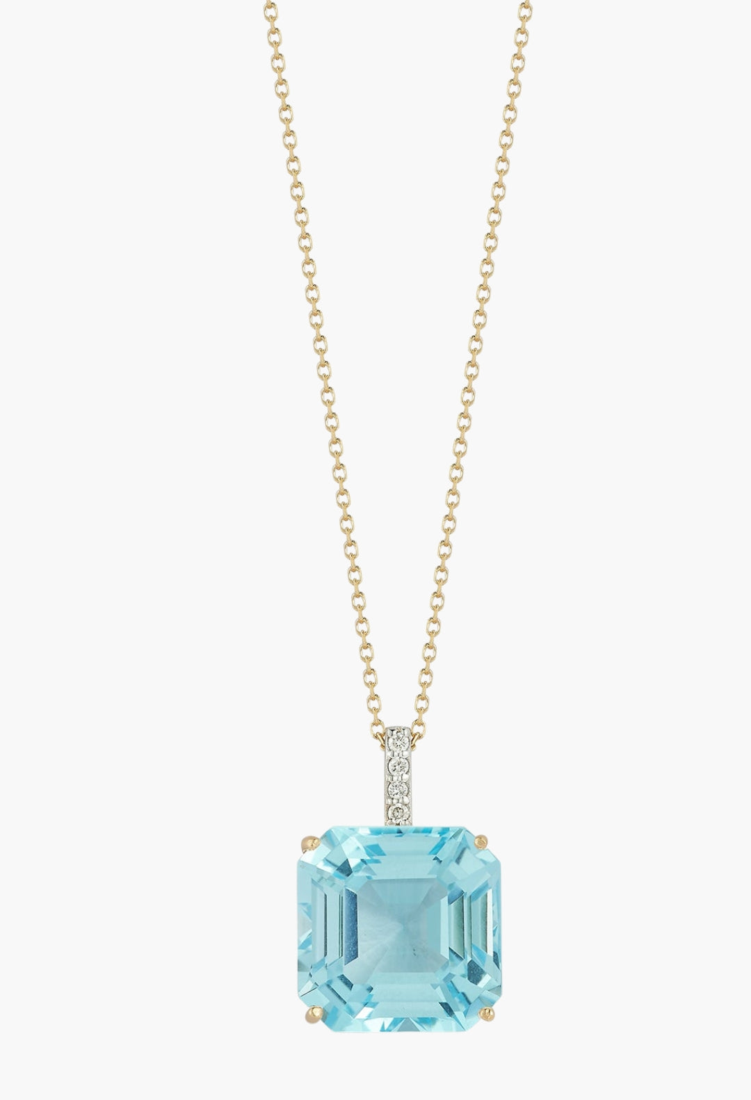 14kt Asscher Cut Swiss Blue Topaz Necklace