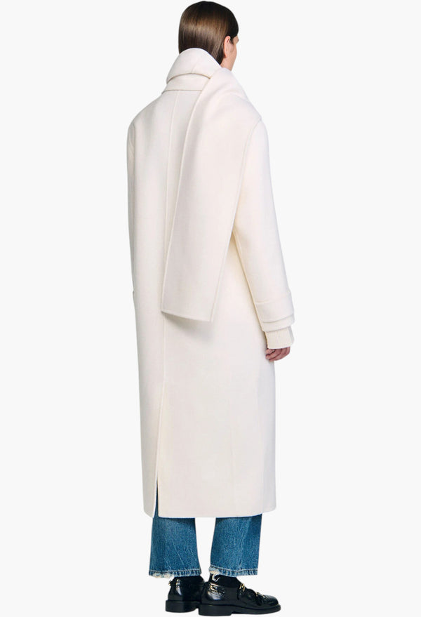 Oversized Wool Coat With Removable Scarf