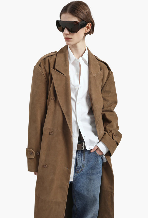 Pembroke Faux Suede Trench - Camel
