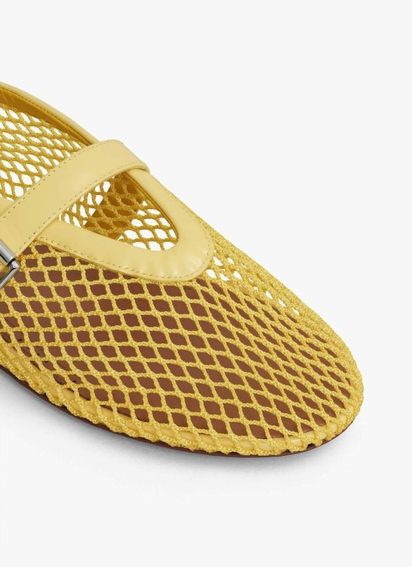 Lemon Yellow - Ballet Flats In Fishnet