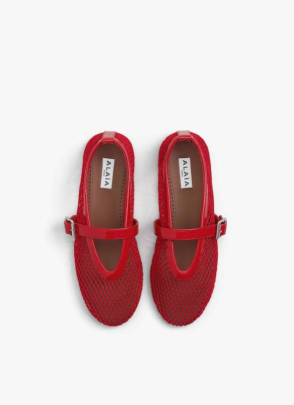 Red - Ballet Flats In Fishnet