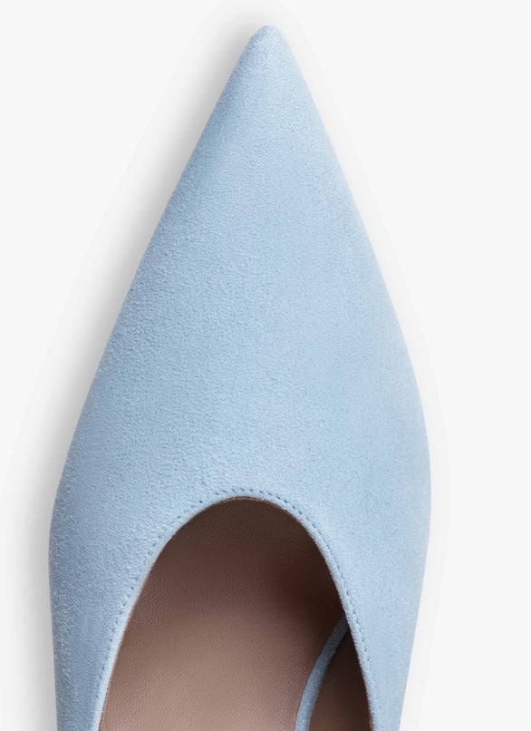 Light Blue - Cube Wedge Mules In Suede Goatskin