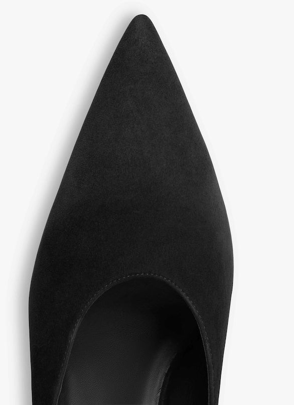 Black - Cube Wedge Mules In Suede Goatskin