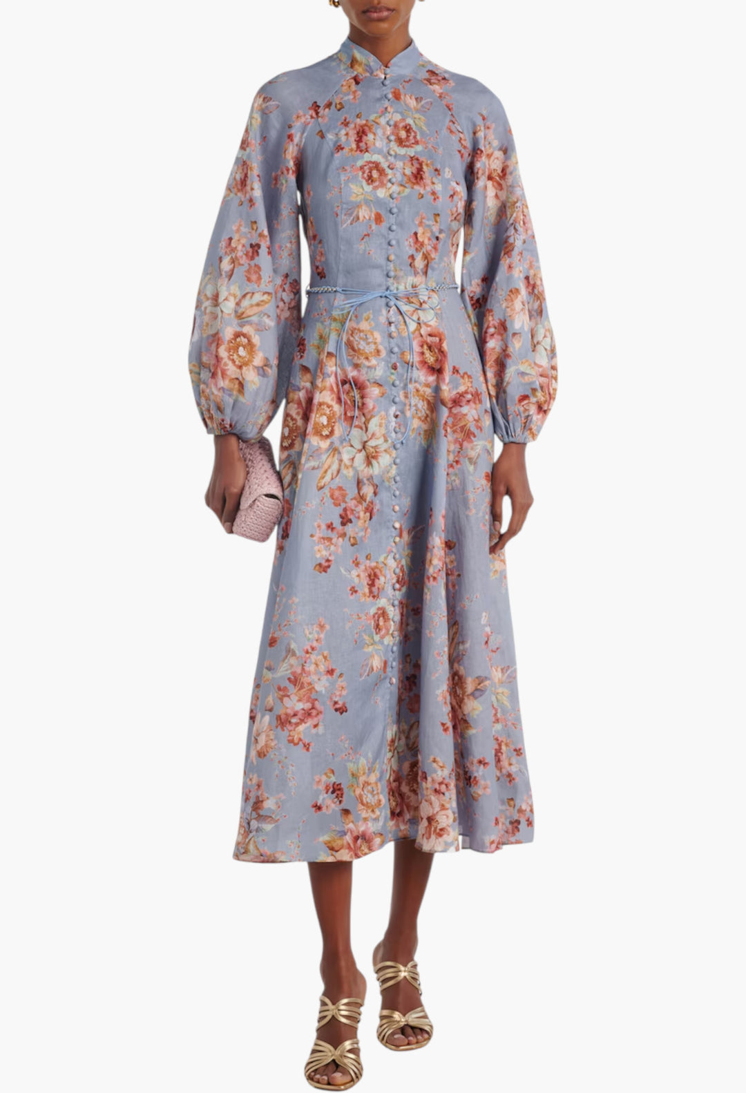 Awaken Floral Linen Midi Dress - GLAM MODA