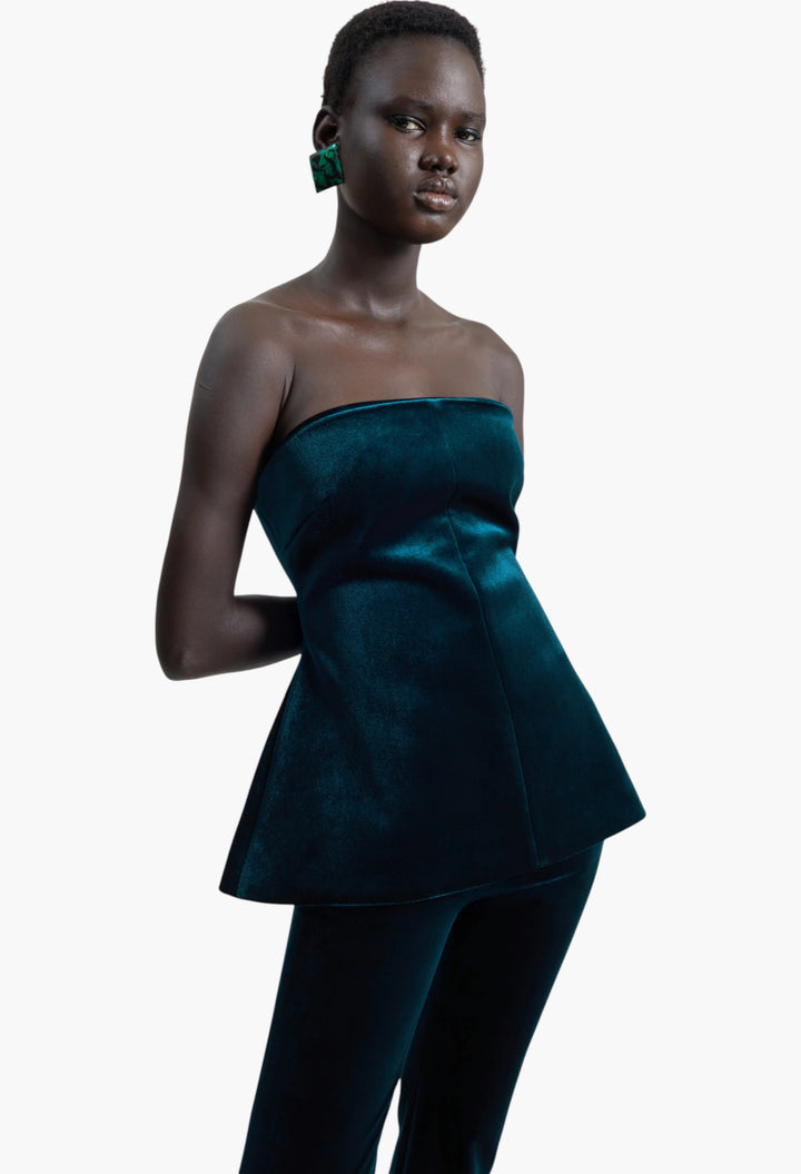 Laila Velvet Hourglass Bustier - Deep Green - GLAM MODA