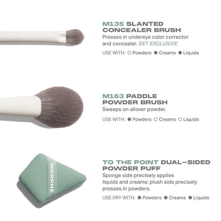 Morphe Conceal & Set Tool Trio - Concealer Brushes-GLAM MODA