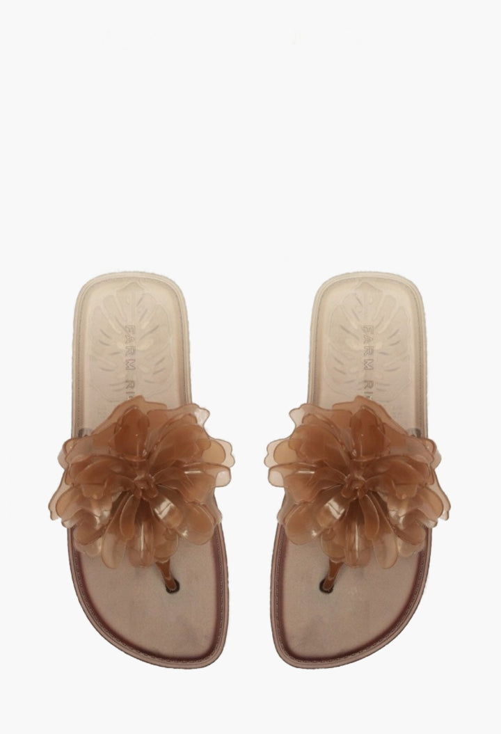 caramel jelly flower flat sandal