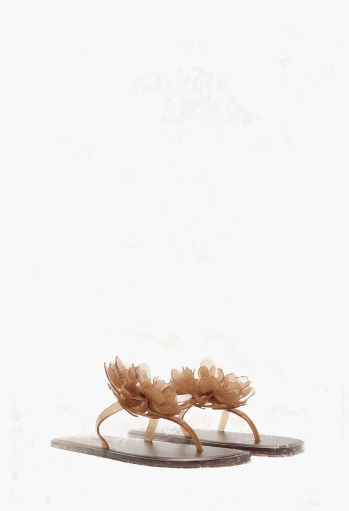 caramel jelly flower flat sandal