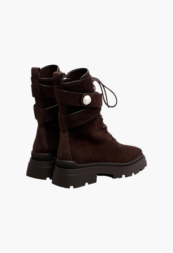 Chocolate - Noemi 45 Suede Combat Boots