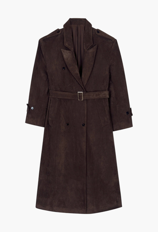 Pembroke Faux Suede Trench - Brown