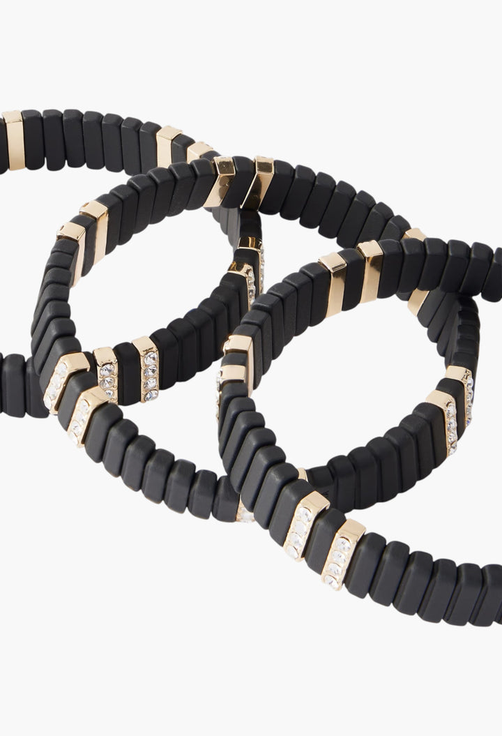 The Touch Of Midnight Set Of Three Gold-Tone Cubic Zirconia Bracelets - GLAM MODA