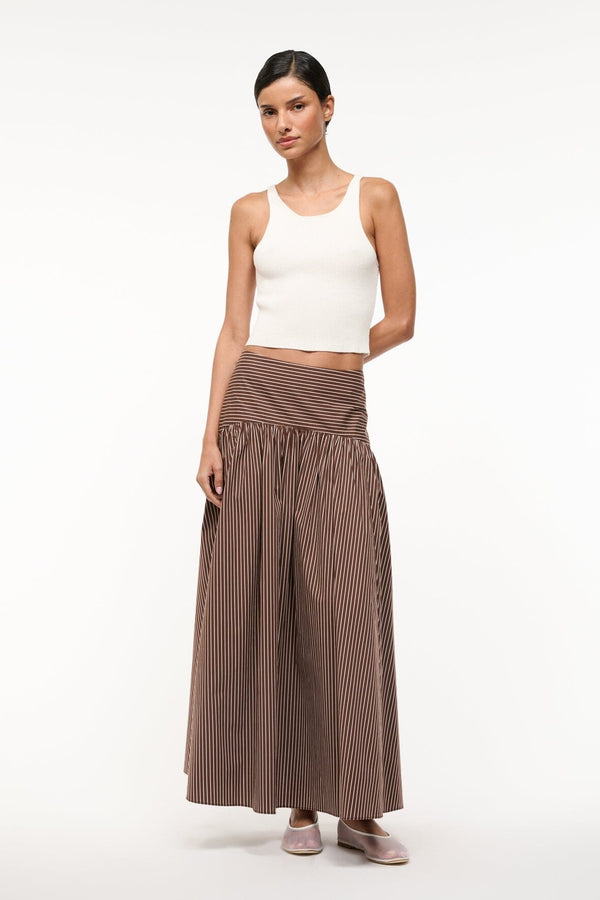 Dark Oak Micro Stripe - Procida Linen Skirt