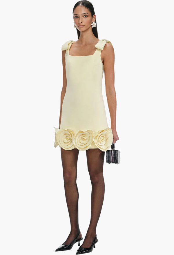 Crepe 3d Flower Mini Dress