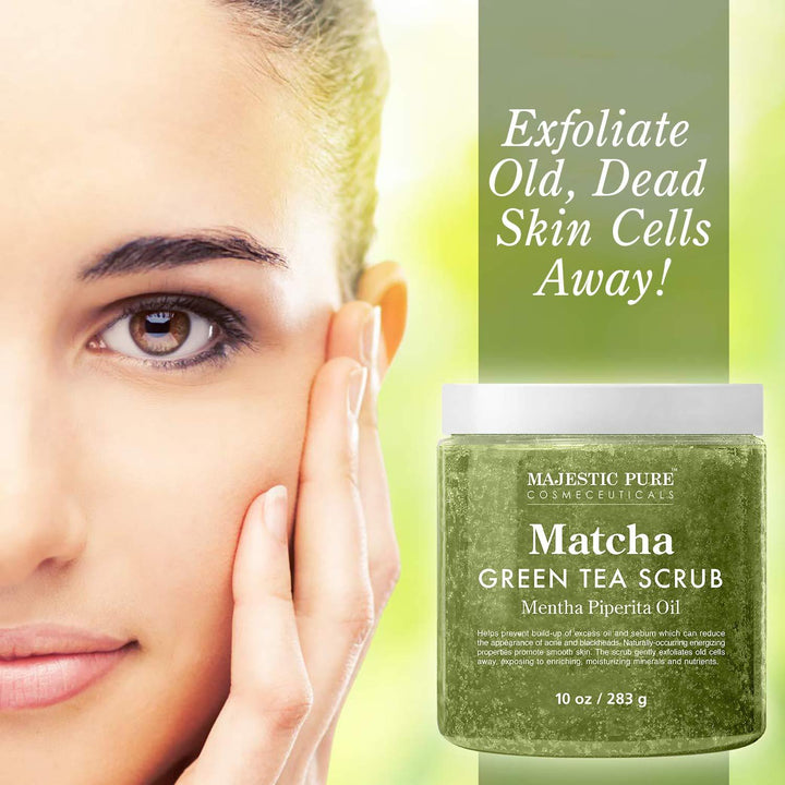 Matcha Green Tea Body Scrub For All Natural Skin Care - Exfoliating Multi Purpose Body And Facial Scrub Moisturizes And Nourishes Face And Skin - 10 Oz - Great Gift For Her - GLAM MODA