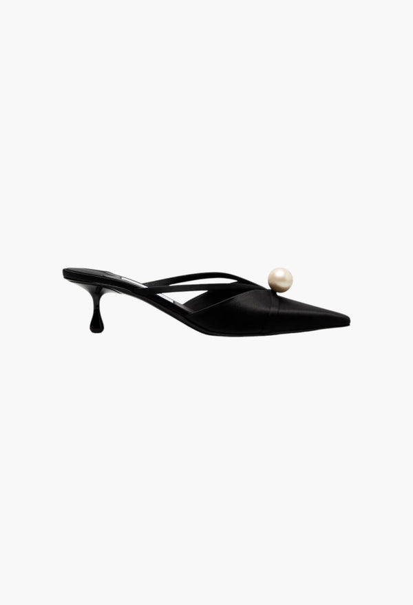 Black - Sana 50 Embellished Satin Mules