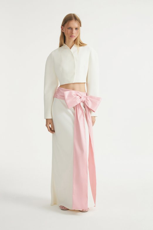 White - Skirt With A Voluminous Bow