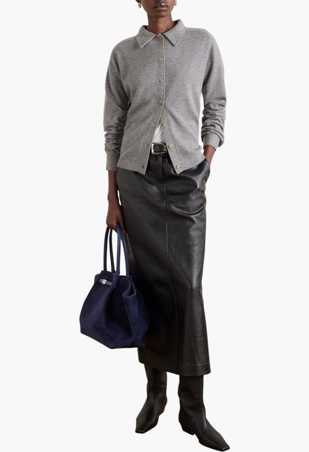 New York Large Leather-Trimmed Suede Tote - GLAM MODA