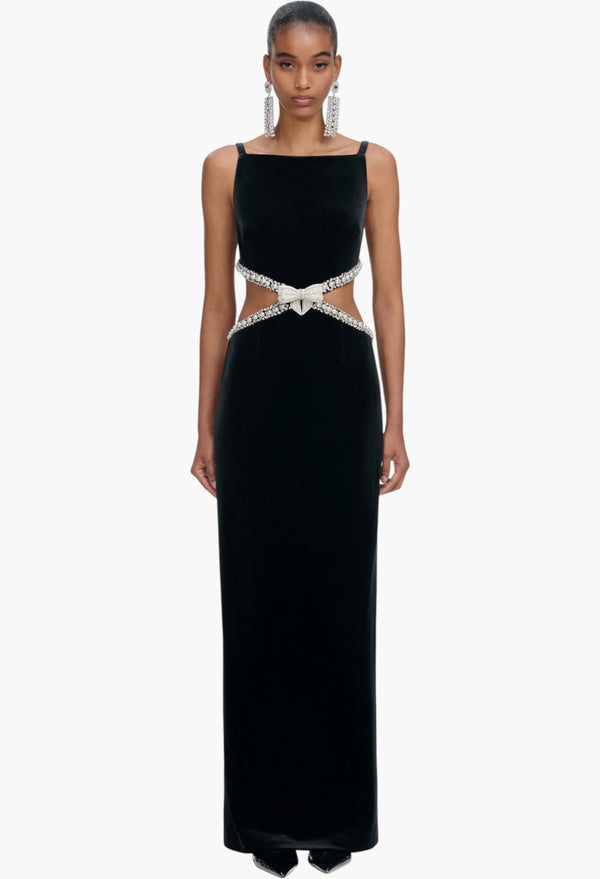 Black Velvet Cut Out Maxi Dress