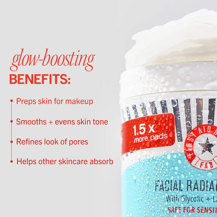 Brighten + Glow Facial Radiance Pads with Glycolic + Lactic Acids - GLAM MODA