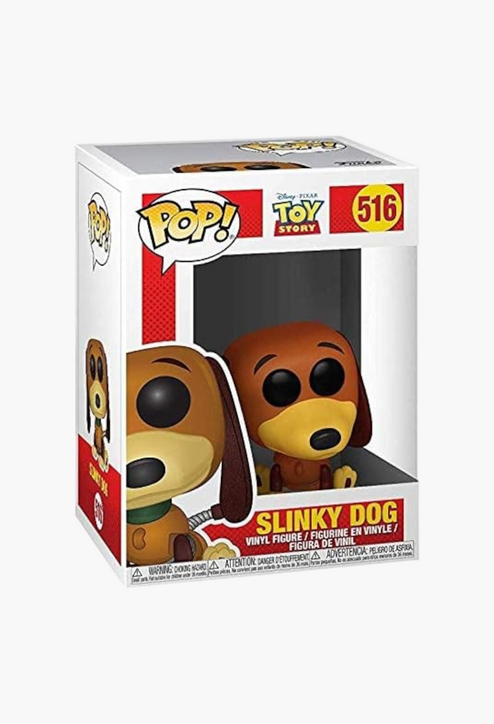 GLAM MODA Disney Pixar Toy Story Slinky Dog Funko Pop vinyl figure in a window display box with plastic protector.