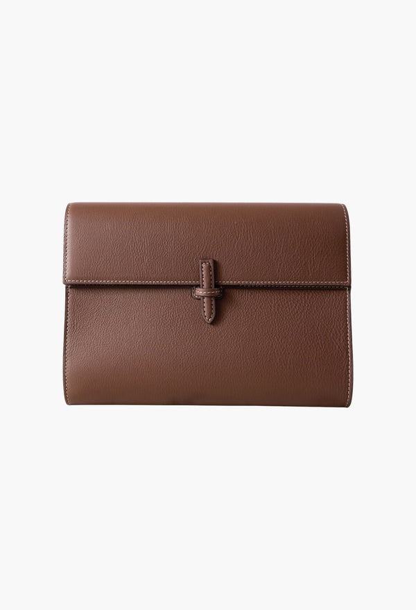 Brown - Large Leather Clutch