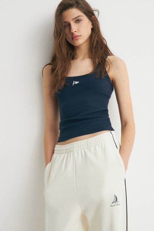 Dark Blue - Cotton And Viscose Top With Embroidery