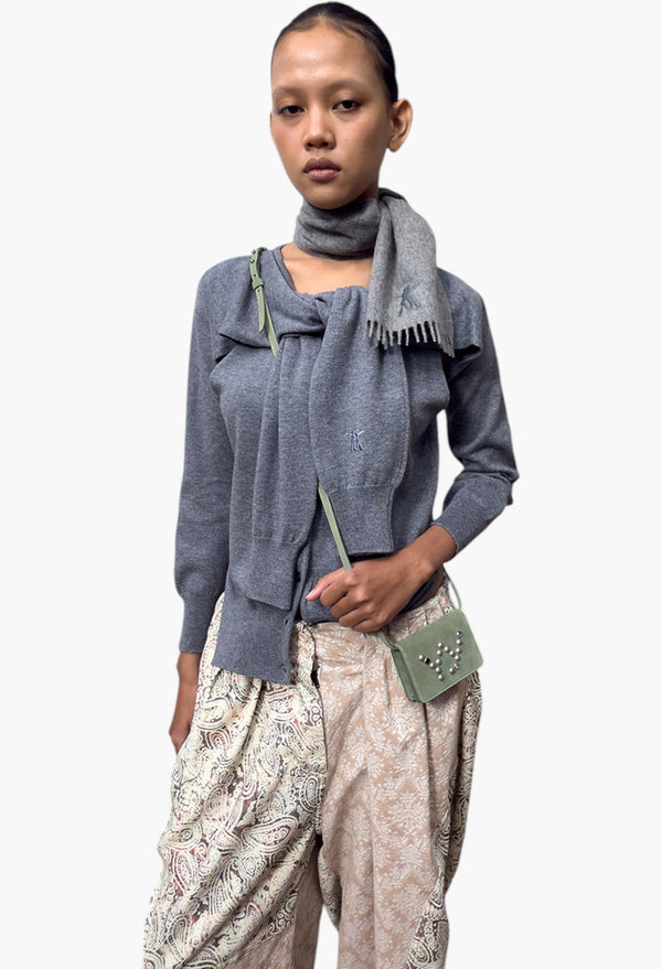 Sleeve Layered Cardigan, Gray