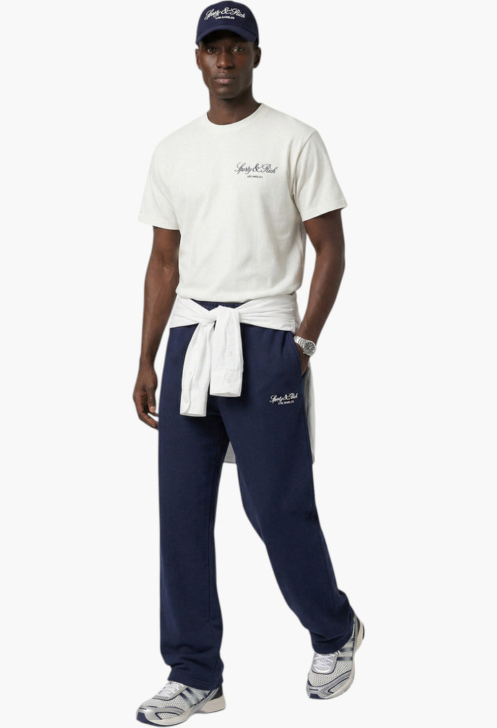 Vendome LA Embroidered Wide Sweatpant - Navy/White - GLAM MODA