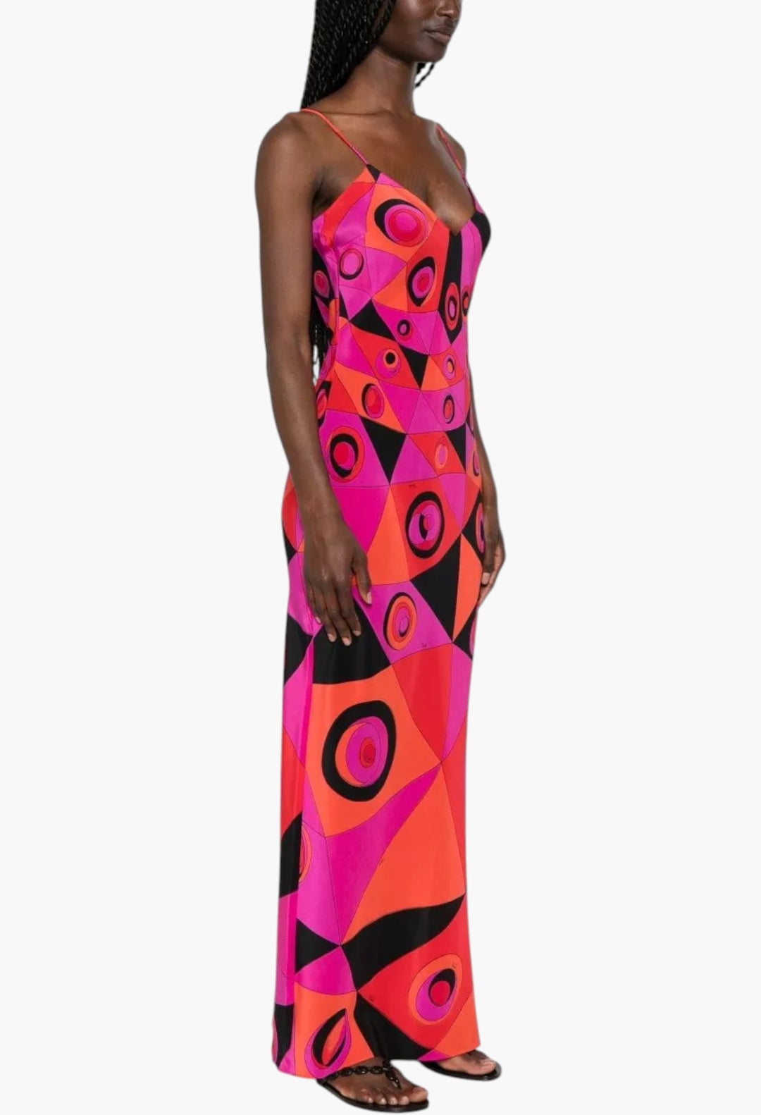 Printed Silk Long Dress - GLAM MODA