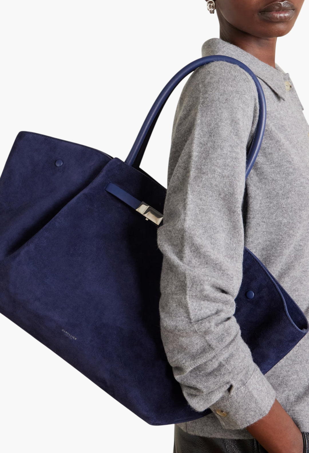 New York Large Leather-Trimmed Suede Tote - GLAM MODA