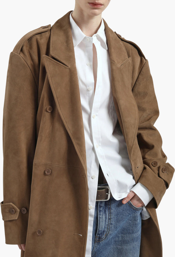 Pembroke Faux Suede Trench - Camel