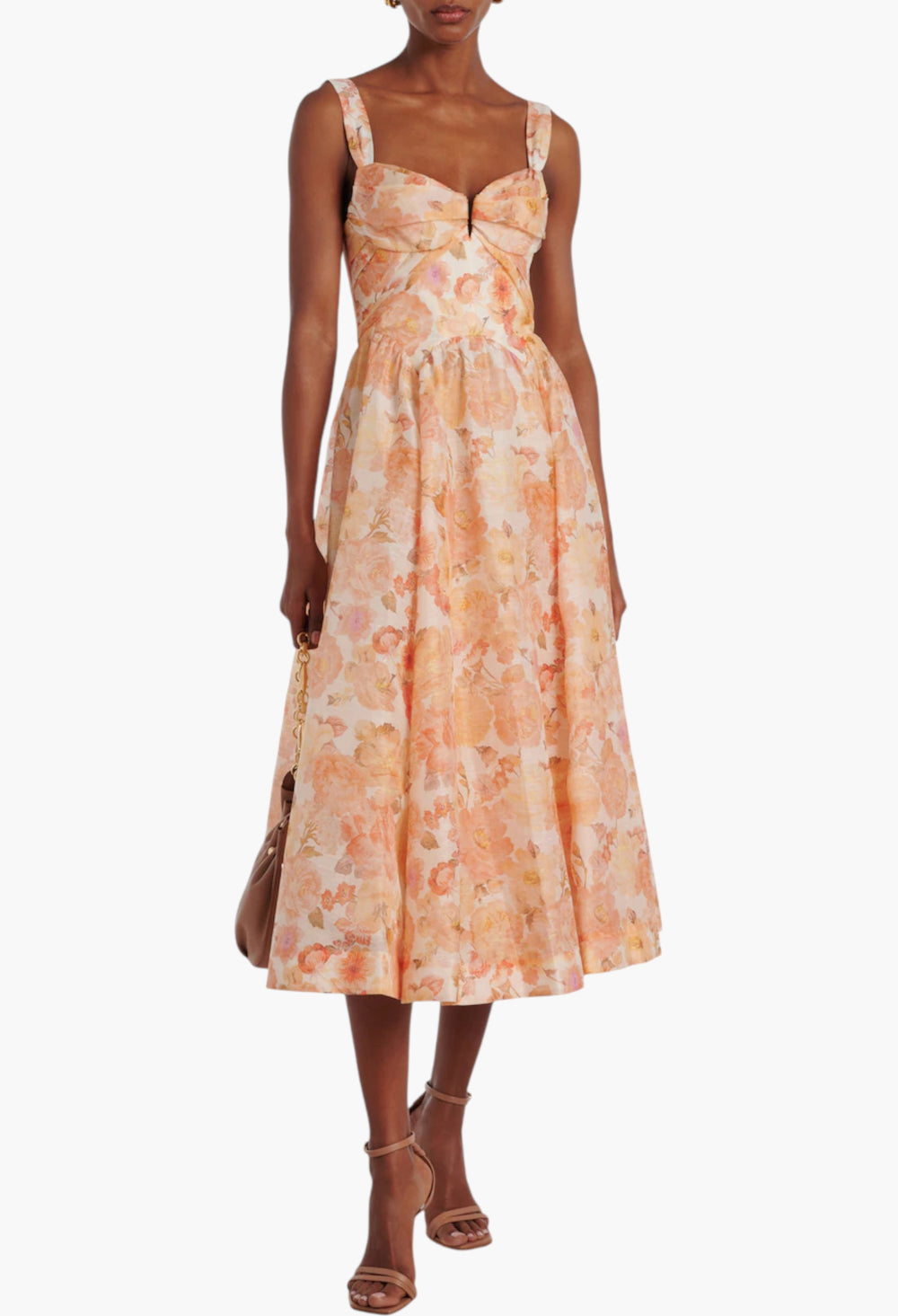 Rebellion Floral Linen And Silk Midi Dress - GLAM MODA