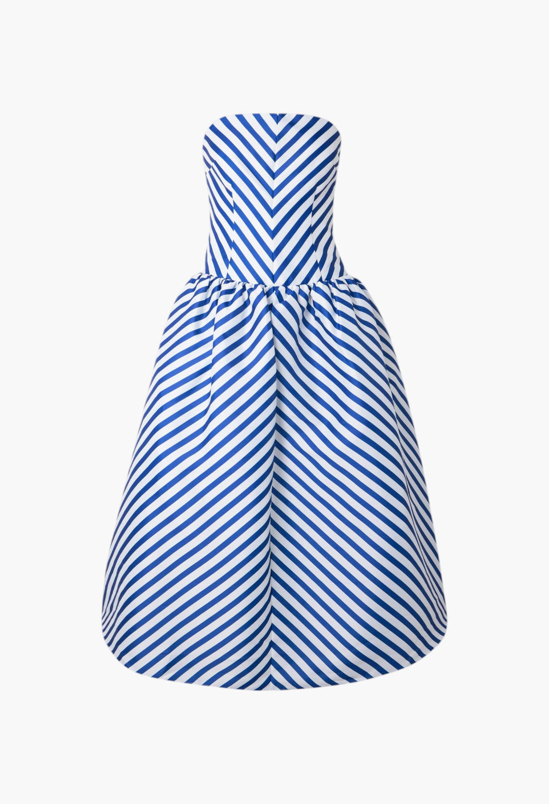 Strapless Striped Taffeta Midi Dress - GLAM MODA